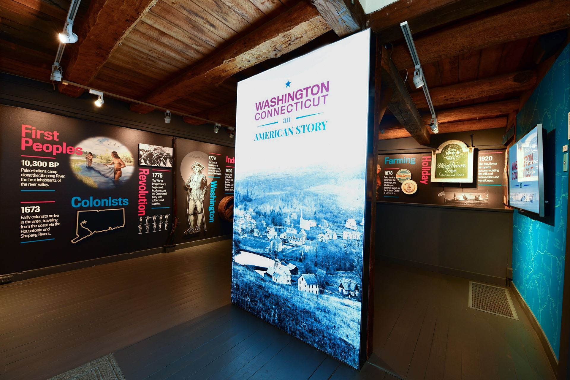 Photo of the entrance to Washington, Connecticut An American Story exhibition